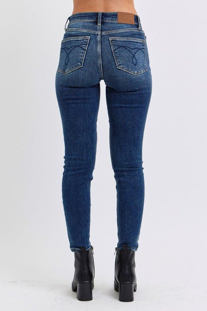 Judy Blue Full Size Mid - Rise Waist Skinny Jeans with Pockets - Bitsy Gypsy Boutique