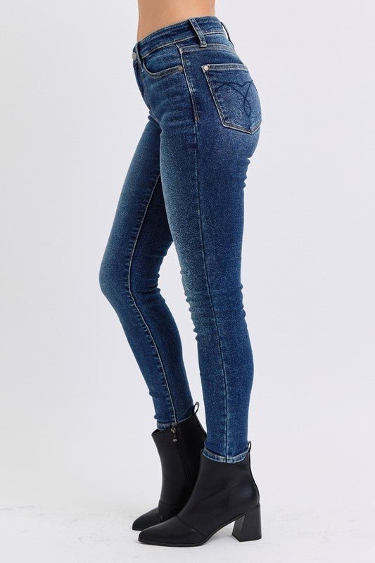 Judy Blue Full Size Mid - Rise Waist Skinny Jeans with Pockets - Bitsy Gypsy Boutique