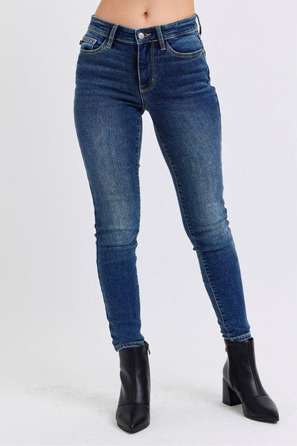 Judy Blue Full Size Mid - Rise Waist Skinny Jeans with Pockets - Bitsy Gypsy Boutique