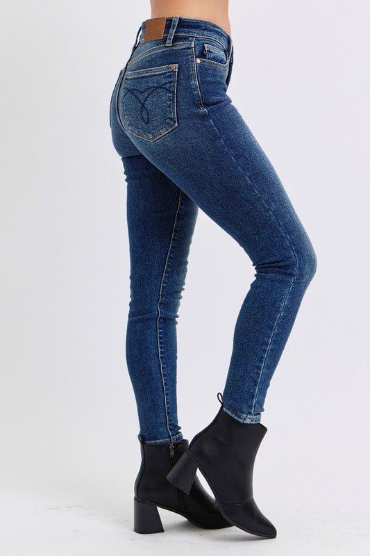 Judy Blue Full Size Mid - Rise Waist Skinny Jeans with Pockets - Bitsy Gypsy Boutique
