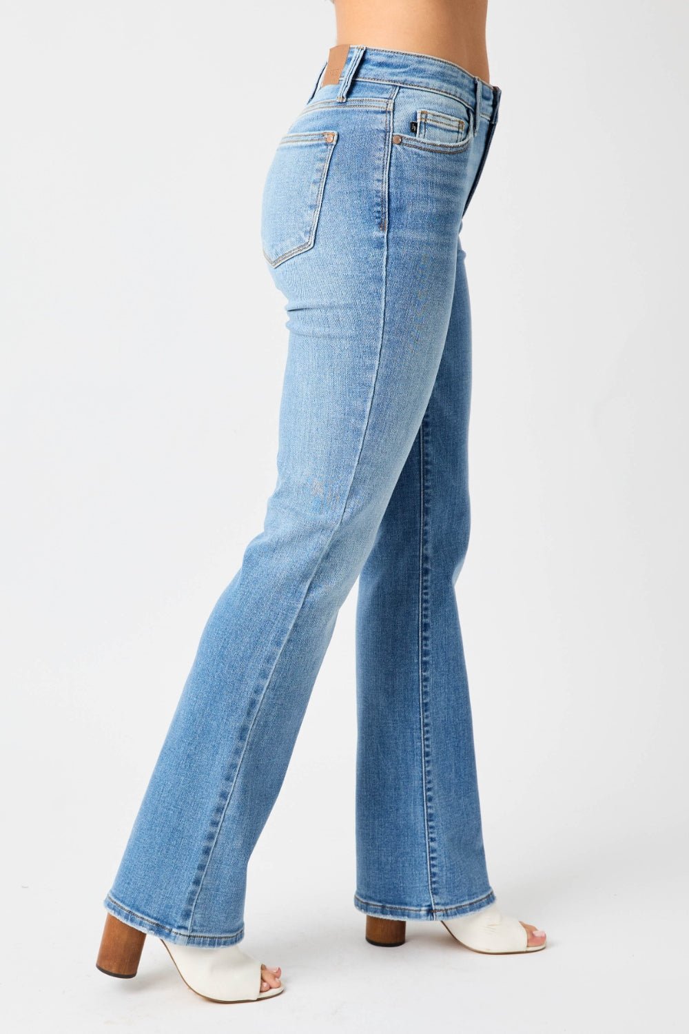 Judy Blue Full Size Mid - Rise Waist Straight Jeans - Bitsy Gypsy Boutique