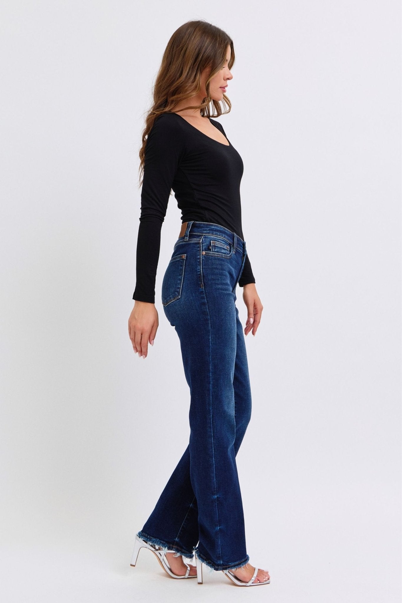 Judy Blue Full Size Raw Hem Straight Leg Jeans - Bitsy Gypsy Boutique