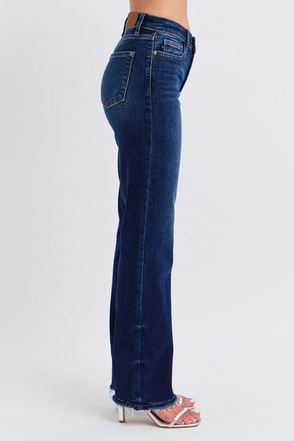 Judy Blue Full Size Raw Hem Straight Leg Jeans - Bitsy Gypsy Boutique