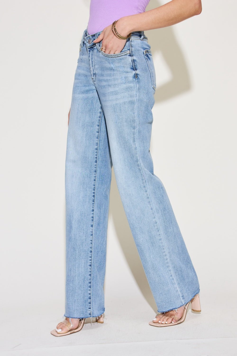 Judy Blue Full Size V Front Waistband Straight Jeans - Bitsy Gypsy Boutique