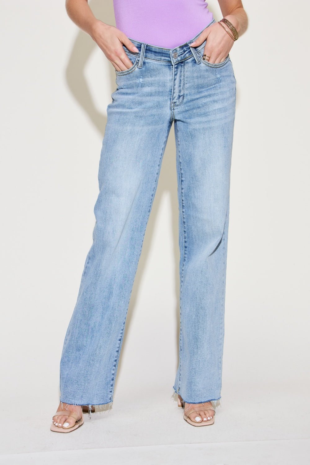 Judy Blue Full Size V Front Waistband Straight Jeans - Bitsy Gypsy Boutique