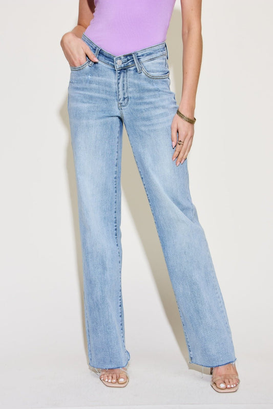 Judy Blue Full Size V Front Waistband Straight Jeans - Bitsy Gypsy Boutique