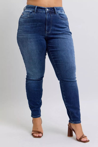 Judy Blue Full Size Washed Thermal Skinny Jeans Plus Size - Bitsy Gypsy Boutique