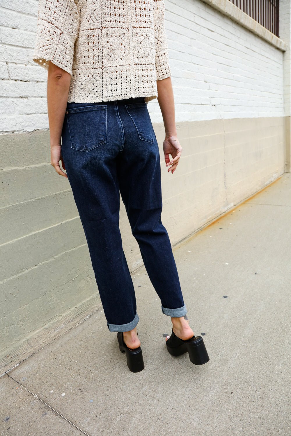 Judy Blue High-Rise Boyfriend Dark Blue Wash Jeans - Bitsy Gypsy Boutique
