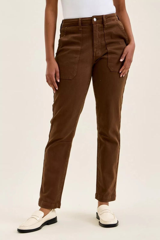 Judy Blue High Waist Aurora Weekender Jeans with Knee Darts C Mahogany - Bitsy Gypsy Boutique