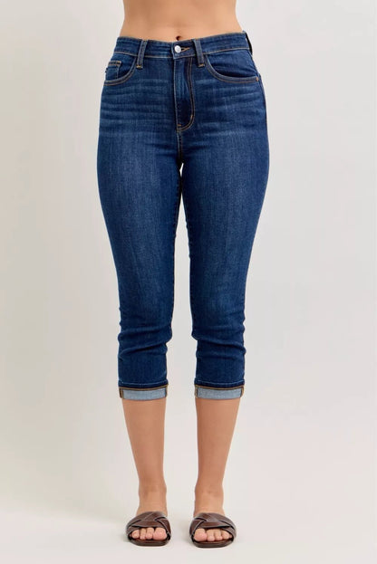 Judy Blue High Waist Capri Jeans with Single Cuff - Bitsy Gypsy Boutique