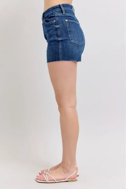 Judy Blue High Waist Criss - Cross Waistband Denim Shorts - Bitsy Gypsy Boutique