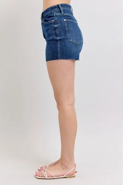 Judy Blue High Waist Criss - Cross Waistband Denim Shorts - Bitsy Gypsy Boutique