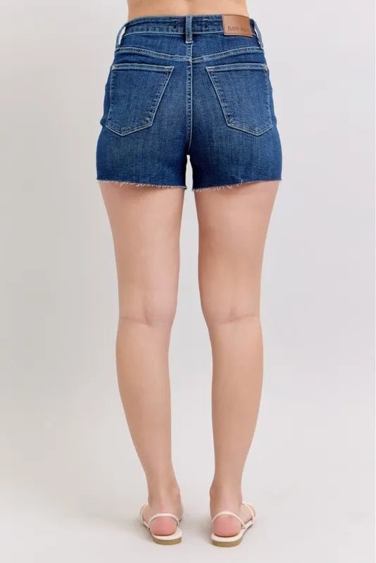 Judy Blue High Waist Criss - Cross Waistband Denim Shorts - Bitsy Gypsy Boutique