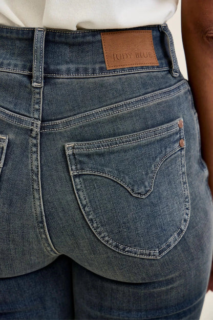 Judy Blue High Waist Double Button Frayed Hem Jeans - Bitsy Gypsy Boutique