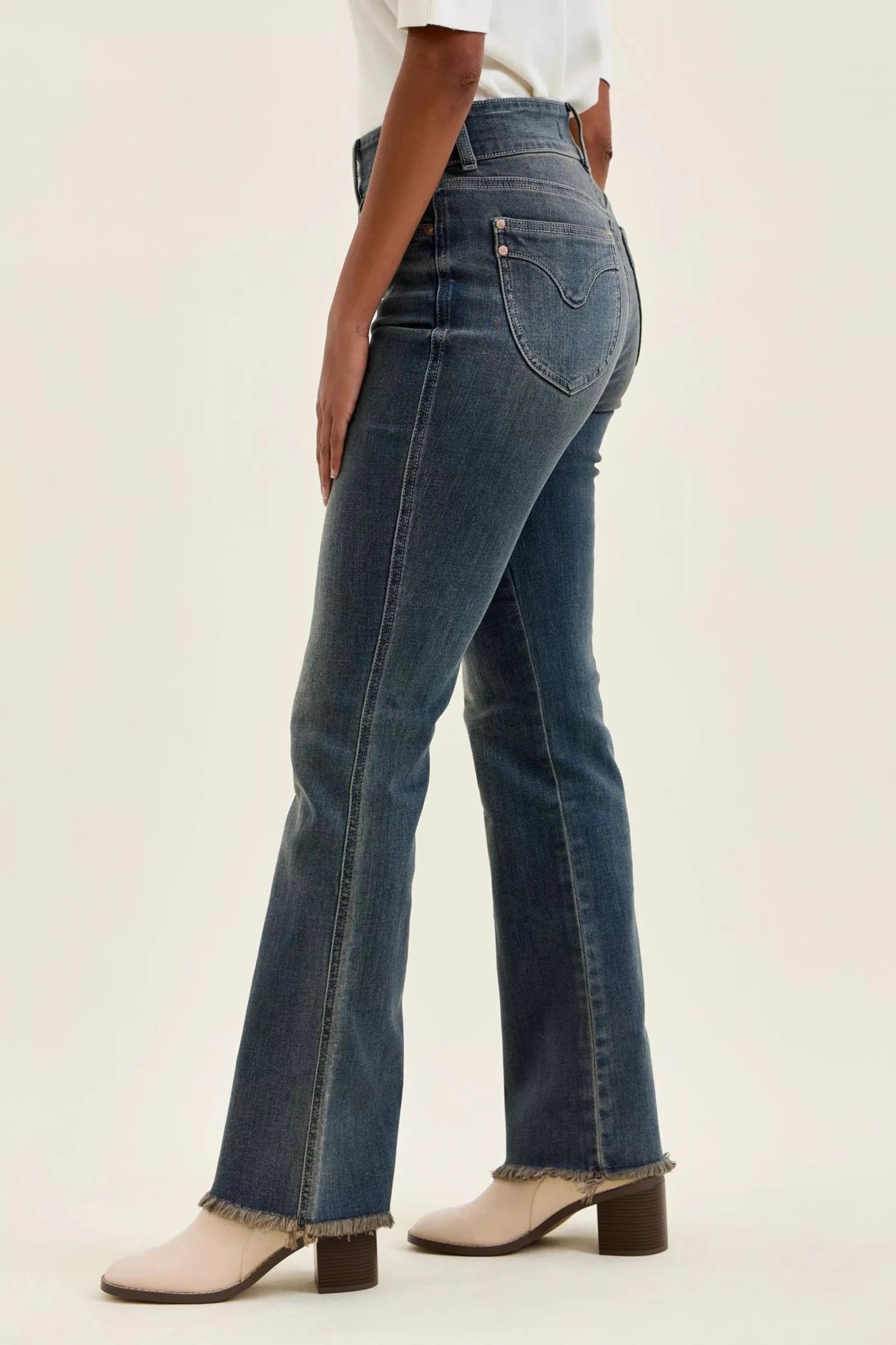 Judy Blue High Waist Double Button Frayed Hem Jeans - Bitsy Gypsy Boutique
