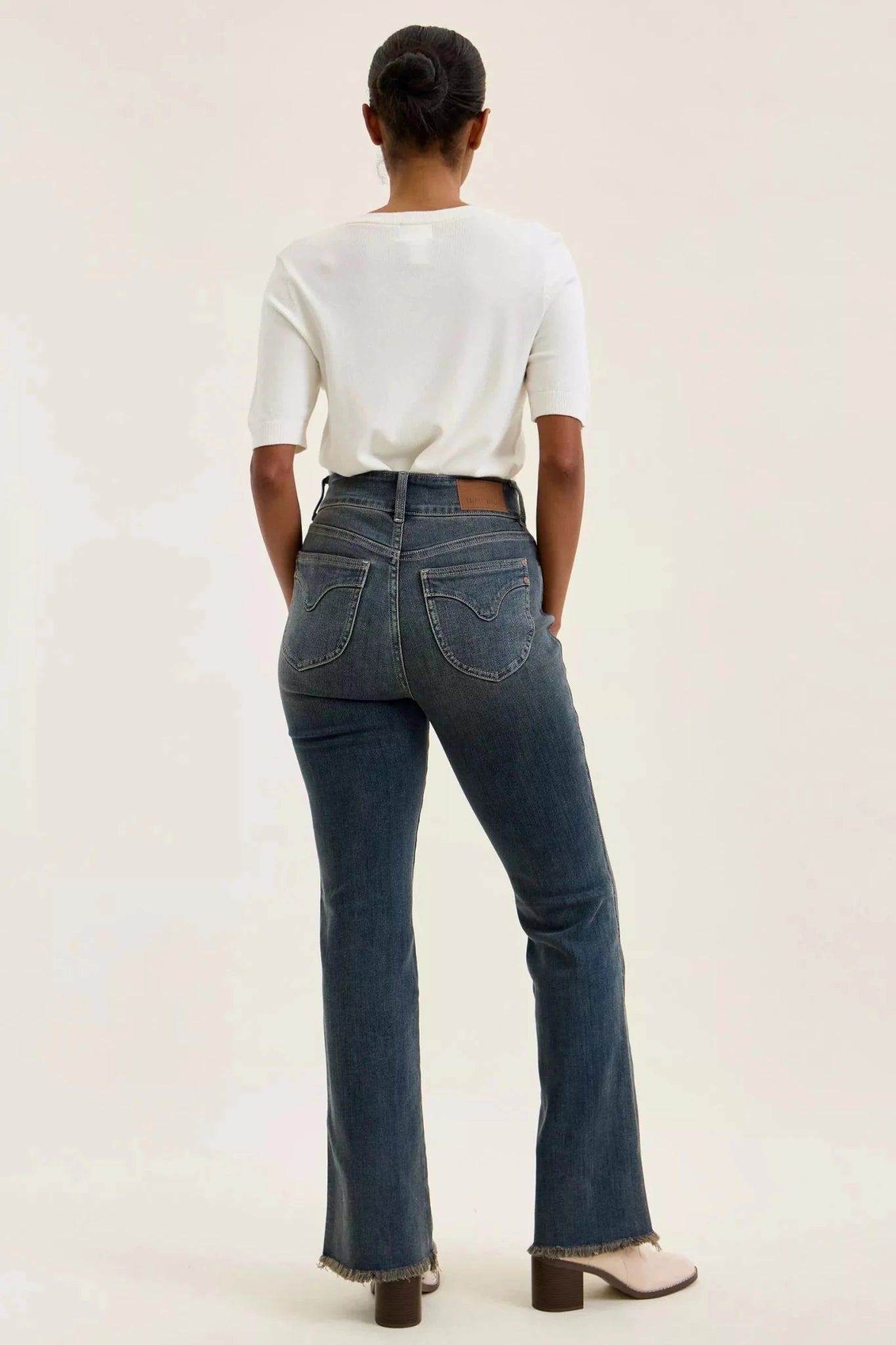 Judy Blue High Waist Double Button Frayed Hem Jeans - Bitsy Gypsy Boutique