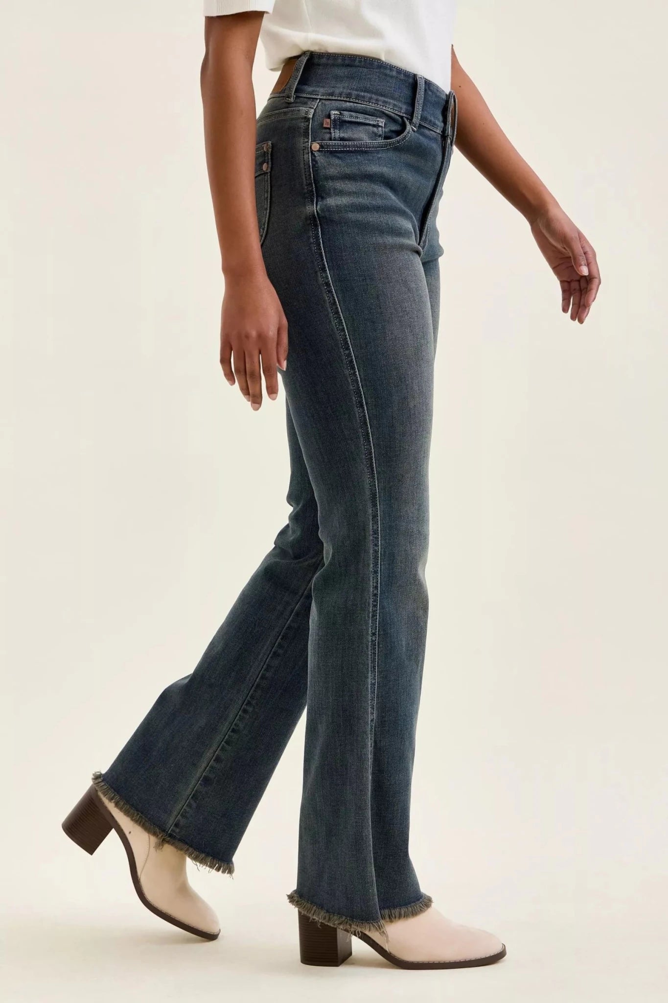 Judy Blue High Waist Double Button Frayed Hem Jeans - Bitsy Gypsy Boutique