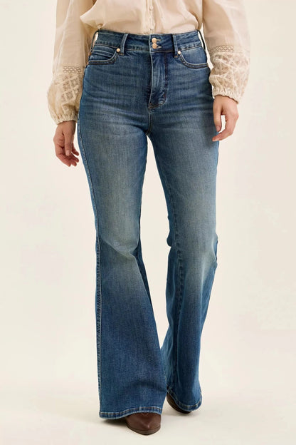 Judy Blue High Waist Double Button Tummy Control Flare Jeans - Bitsy Gypsy Boutique