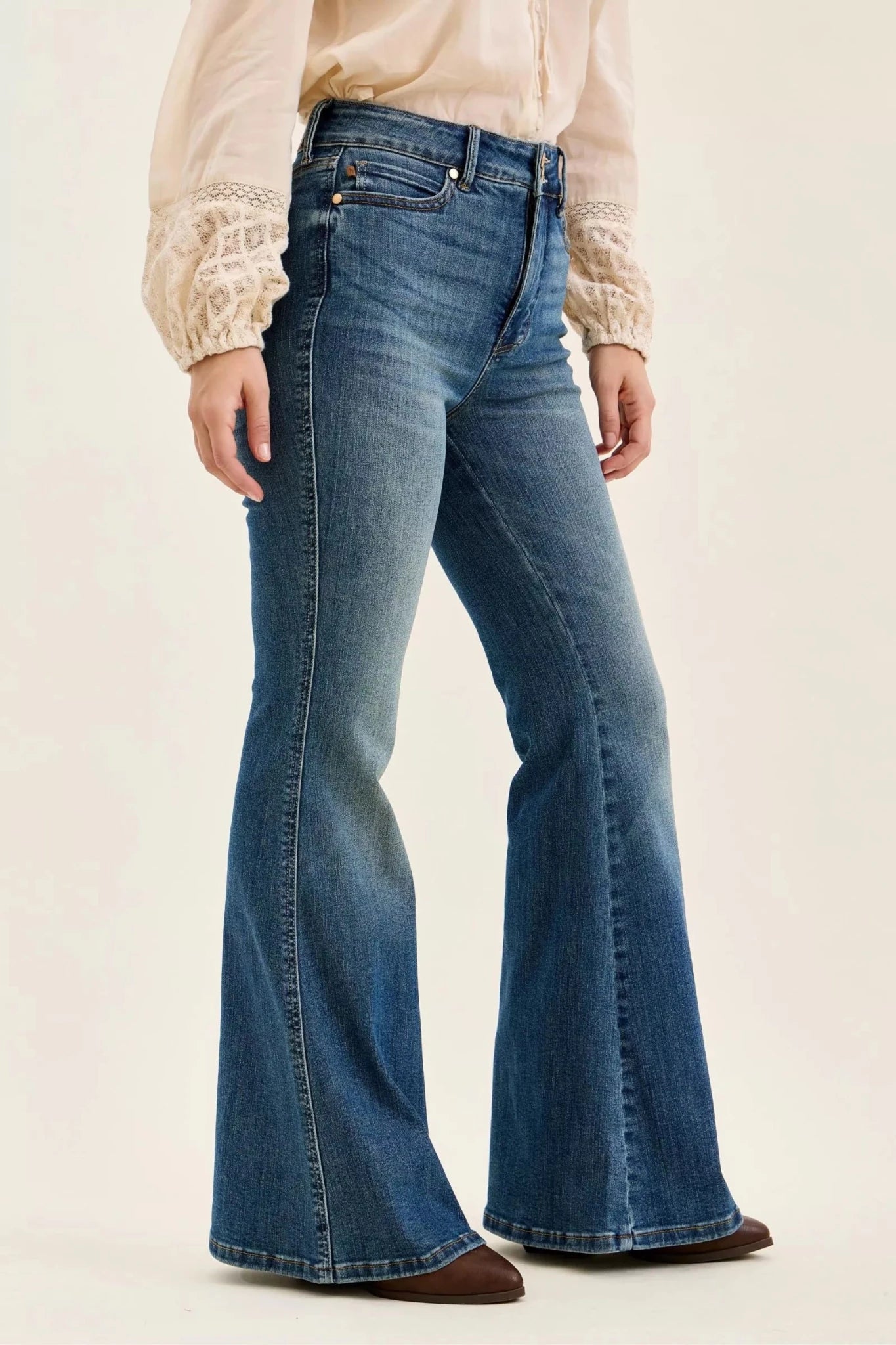 Judy Blue High Waist Double Button Tummy Control Flare Jeans - Bitsy Gypsy Boutique