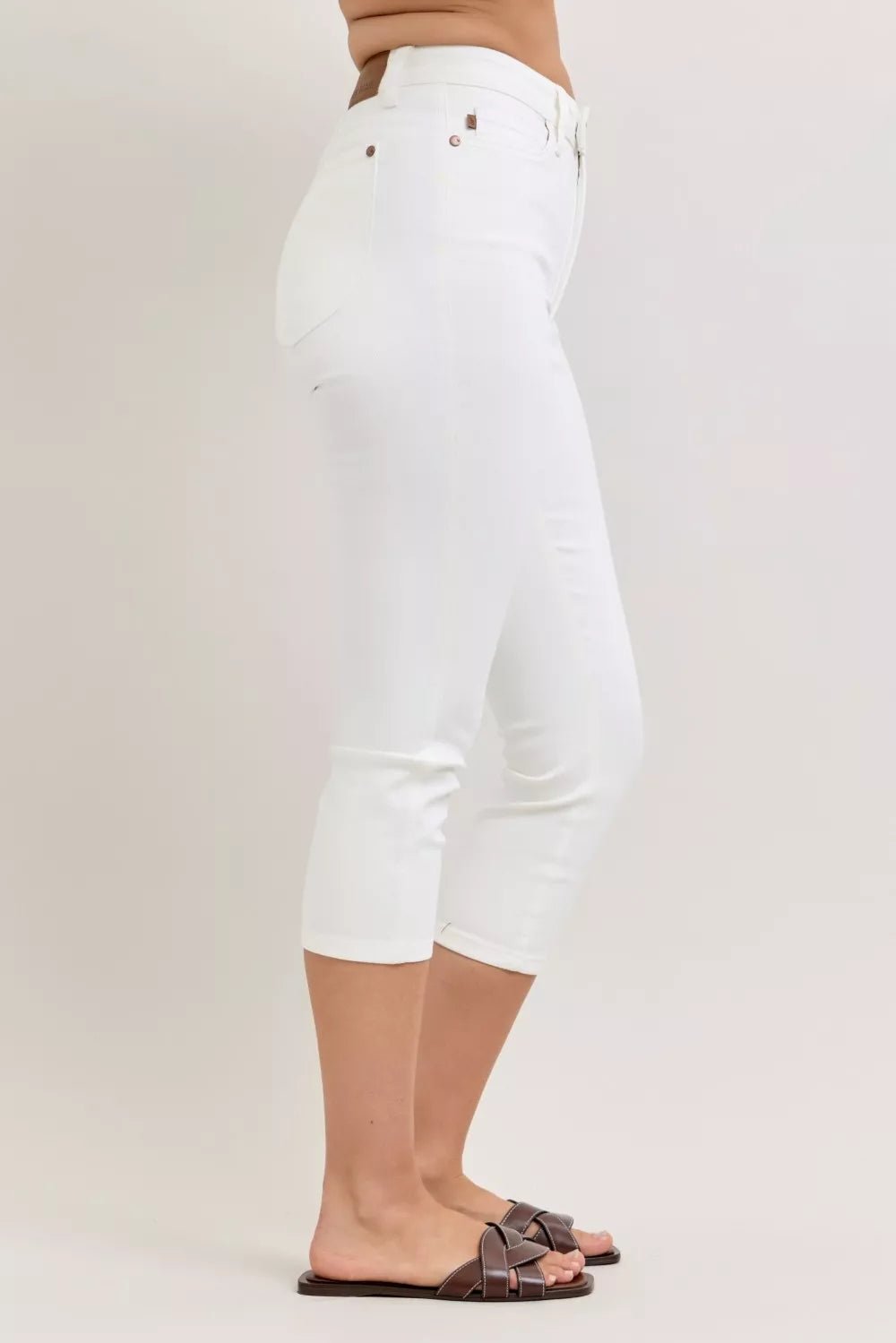 Judy Blue High Waist Extended Waistband Capri Pants with Spade Pockets - Bitsy Gypsy Boutique