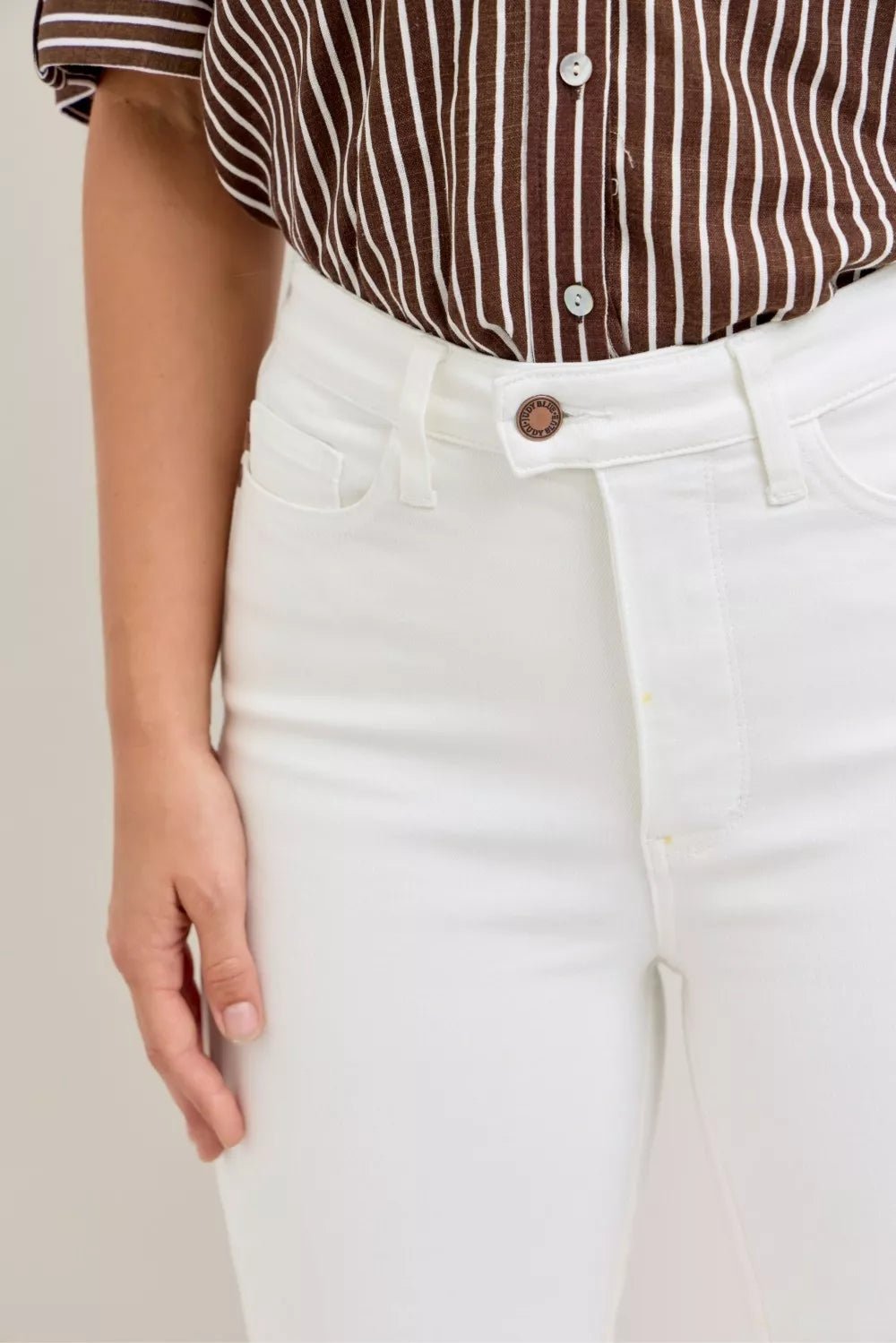 Judy Blue High Waist Extended Waistband Capri Pants with Spade Pockets - Bitsy Gypsy Boutique