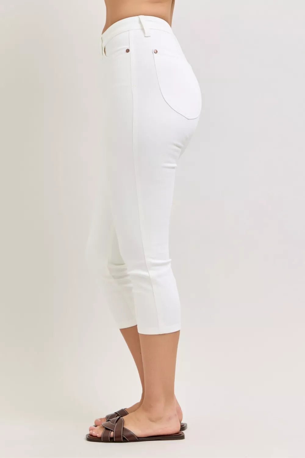 Judy Blue High Waist Extended Waistband Capri Pants with Spade Pockets - Bitsy Gypsy Boutique