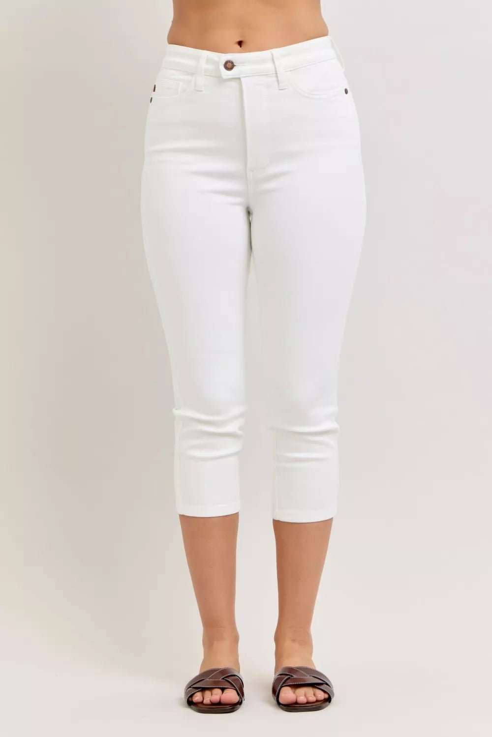 Judy Blue High Waist Extended Waistband Capri Pants with Spade Pockets - Bitsy Gypsy Boutique