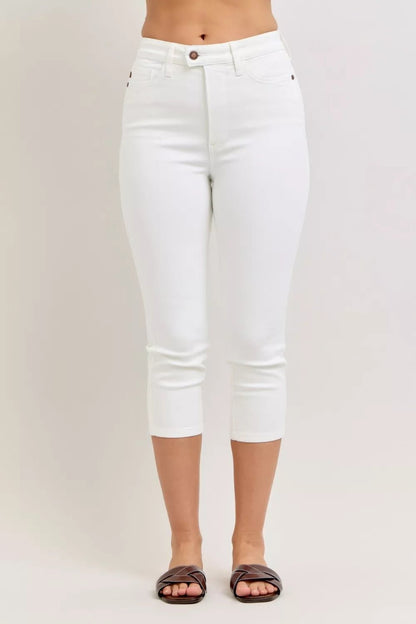 Judy Blue High Waist Extended Waistband Capri Pants with Spade Pockets - Bitsy Gypsy Boutique