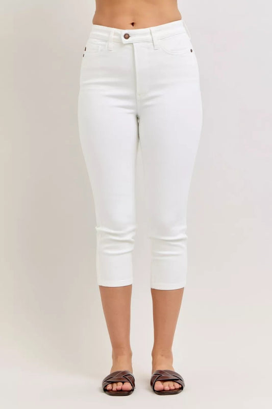 Judy Blue High Waist Extended Waistband Capri Pants with Spade Pockets - Bitsy Gypsy Boutique