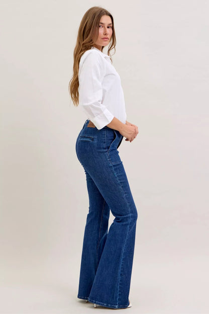 Judy Blue High Waist Flare Jeans with Front Patch Pockets - Bitsy Gypsy Boutique