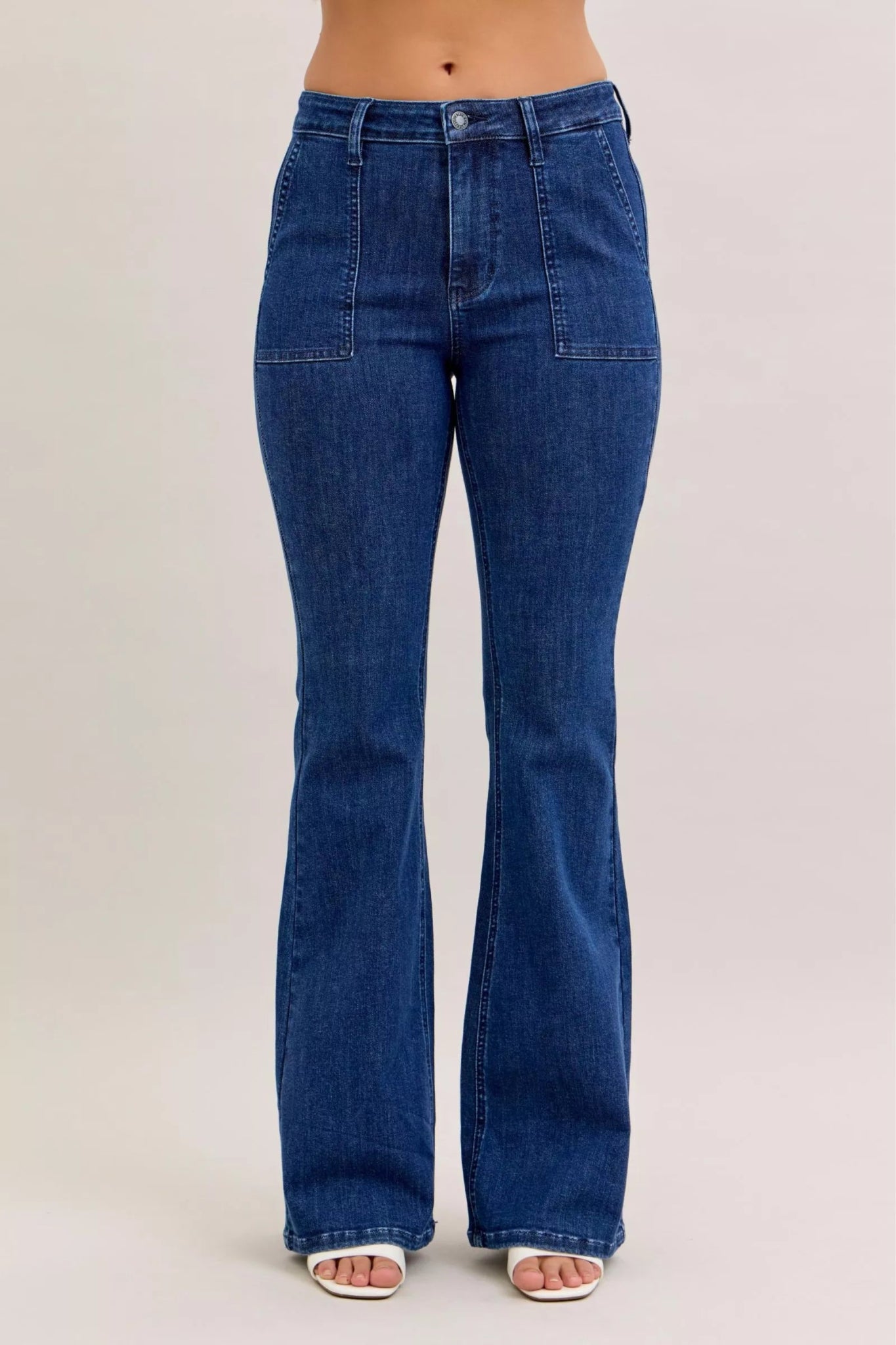 Judy Blue High Waist Flare Jeans with Front Patch Pockets - Bitsy Gypsy Boutique