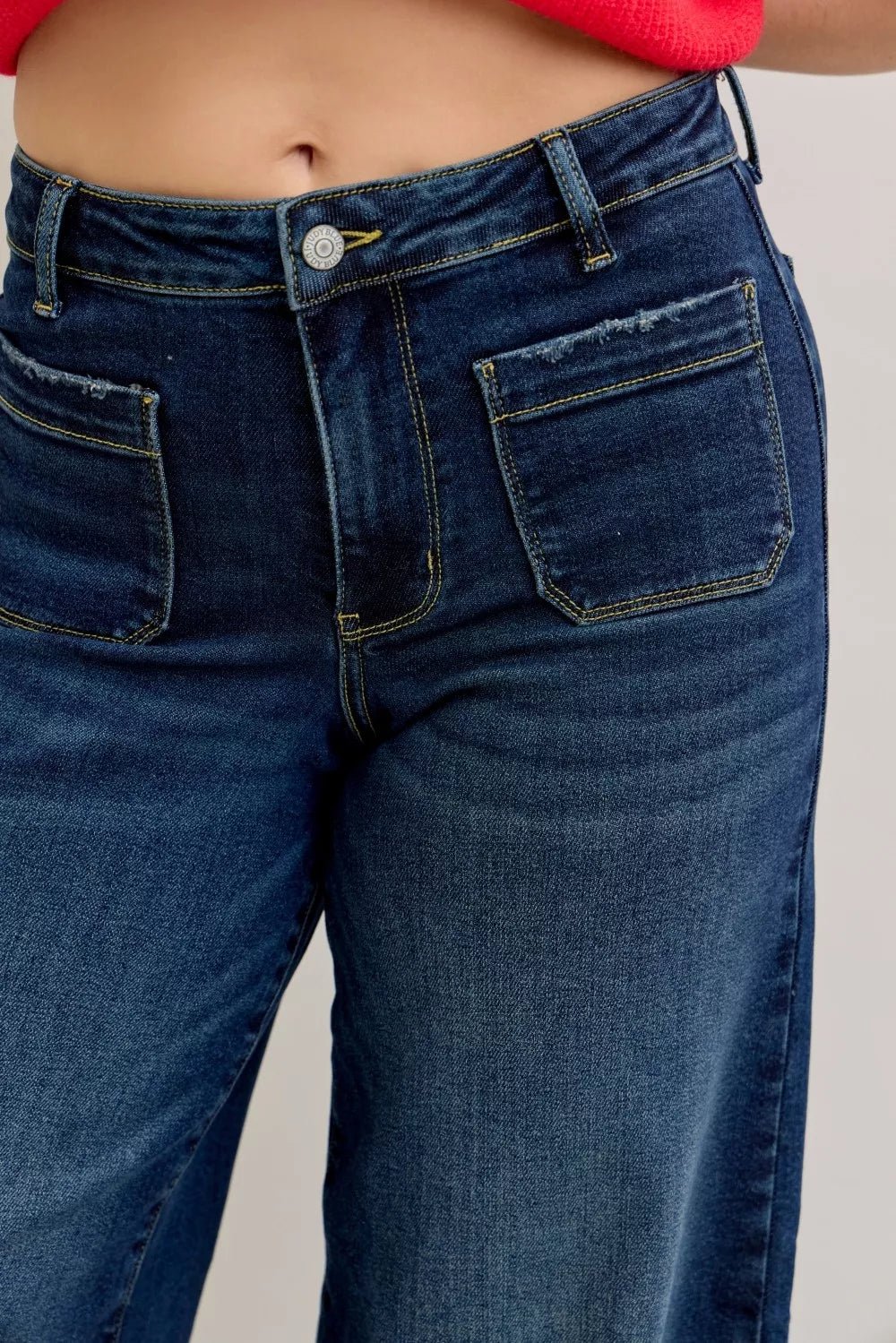 Judy Blue High Waist Palazzo Jeans with Front Patch Pockets - Bitsy Gypsy Boutique