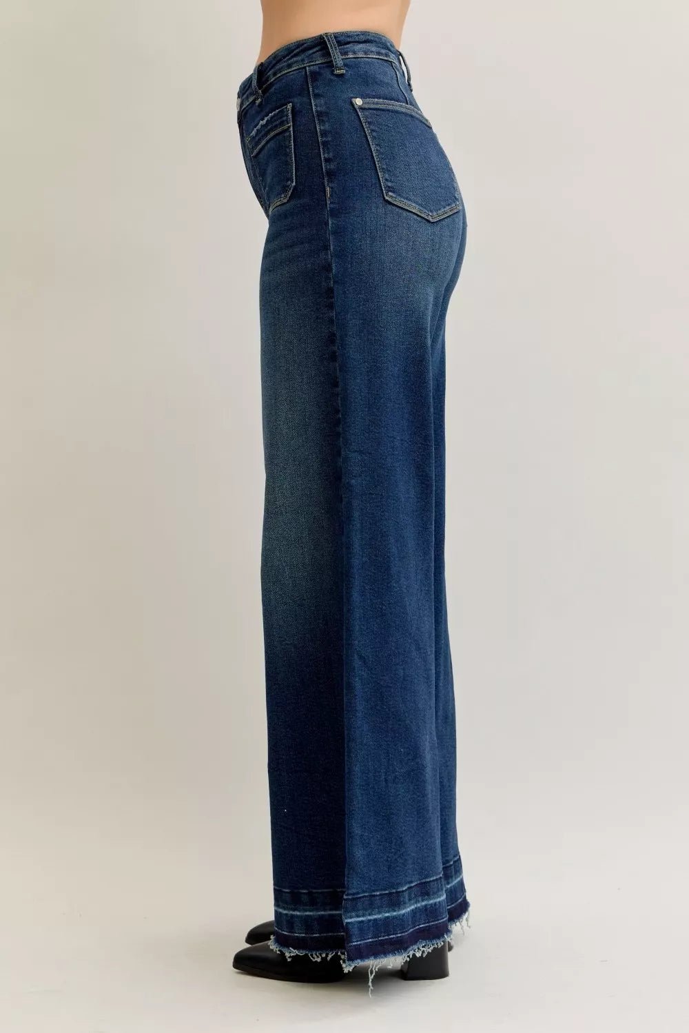 Judy Blue High Waist Palazzo Jeans with Front Patch Pockets - Bitsy Gypsy Boutique