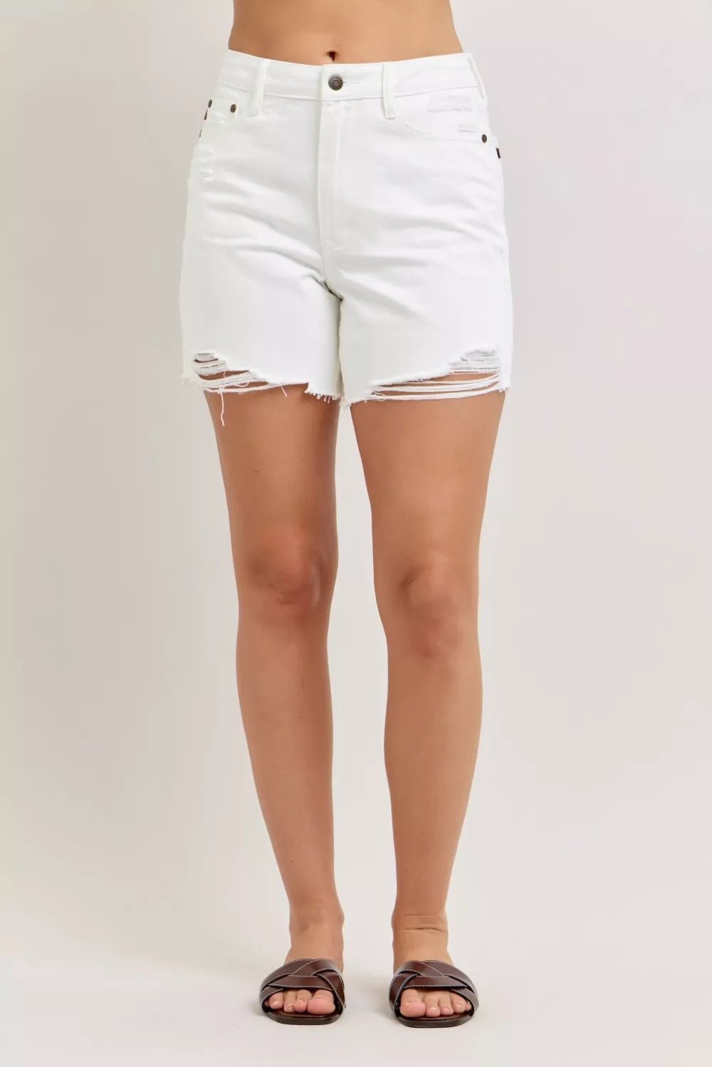 Judy Blue High Waist Rigid Magic Dad Short with Cell Phone Back Pocket - Bitsy Gypsy Boutique