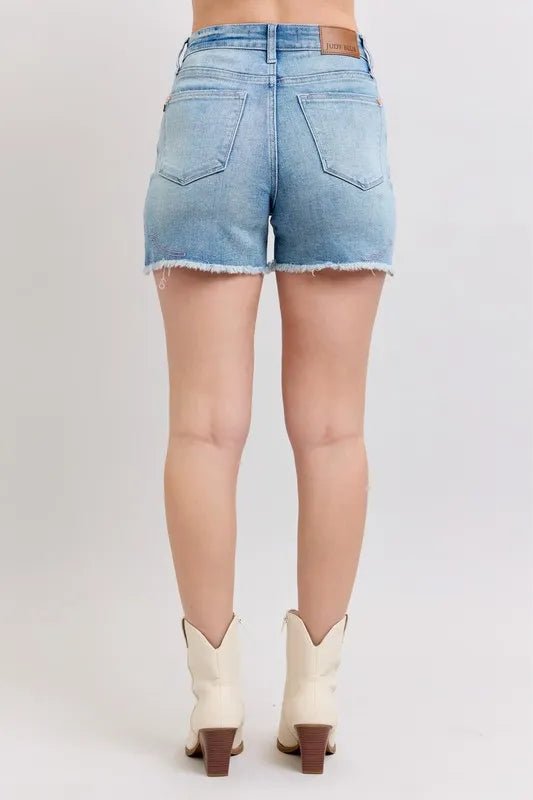 Judy Blue High Waist Western Embroidery Detail Cut Off Denim Shorts - Bitsy Gypsy Boutique