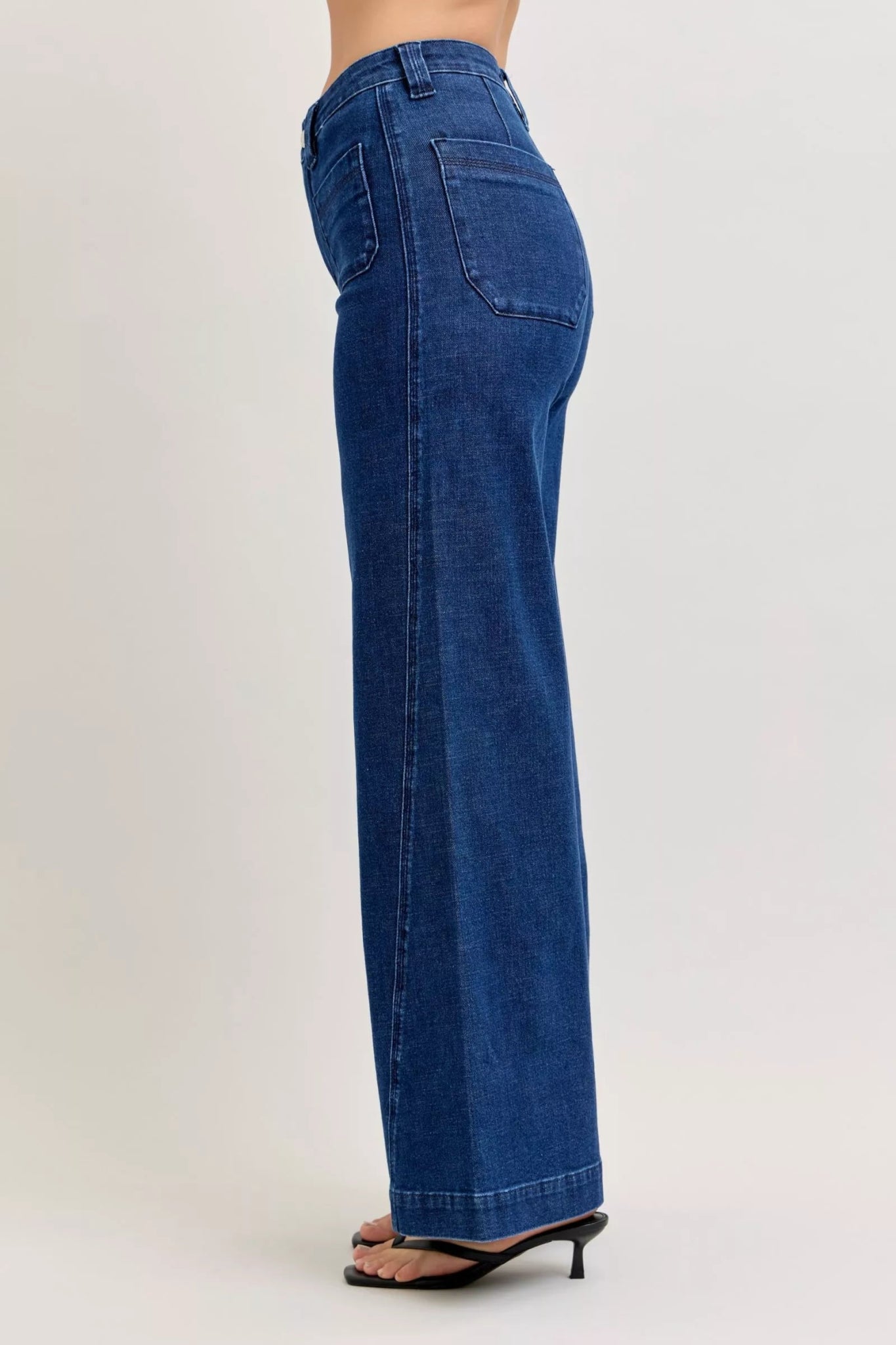 Judy Blue High - Waisted Retro Wide Jeans with Patch Pkts & Twisted Seams - Bitsy Gypsy Boutique