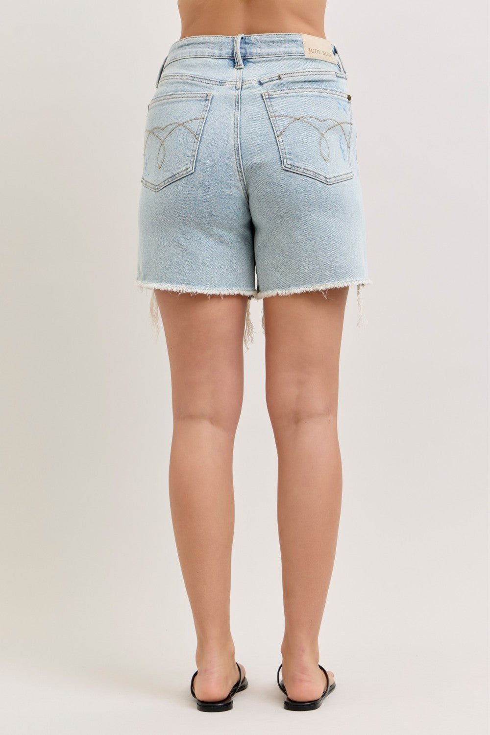 Judy Blue High - Waisted Rigid Magic Dad Short Wwith Cell Phone Back Pockets - Bitsy Gypsy Boutique