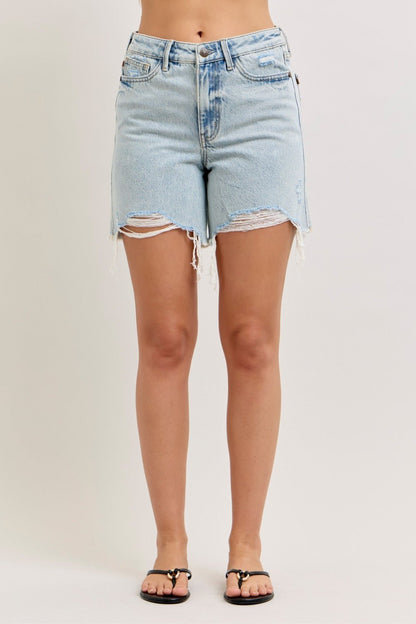 Judy Blue High - Waisted Rigid Magic Dad Short Wwith Cell Phone Back Pockets - Bitsy Gypsy Boutique