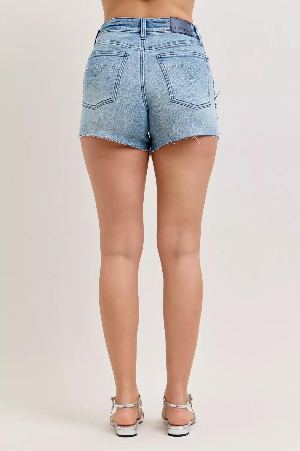 Judy Blue Hw Rigid Magic Cut Off Denim Shorts with Raw Side Seams - Bitsy Gypsy Boutique