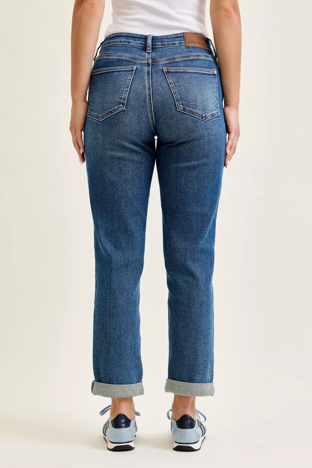 Judy Blue Mid Rise Boyfriend Embroidered Repair Patch Jeans - Bitsy Gypsy Boutique