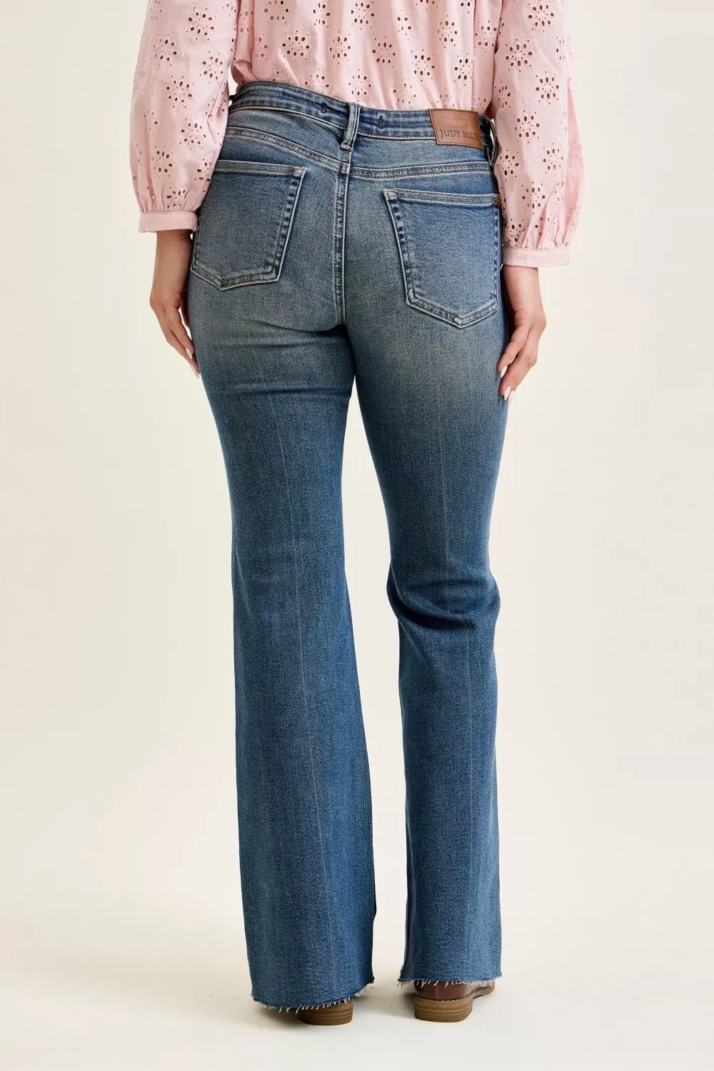 Judy Blue Mid Rise Flare Jeans with Front Flap Pockets - Bitsy Gypsy Boutique