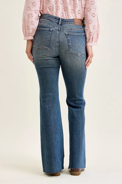 Judy Blue Mid Rise Flare Jeans with Front Flap Pockets - Bitsy Gypsy Boutique