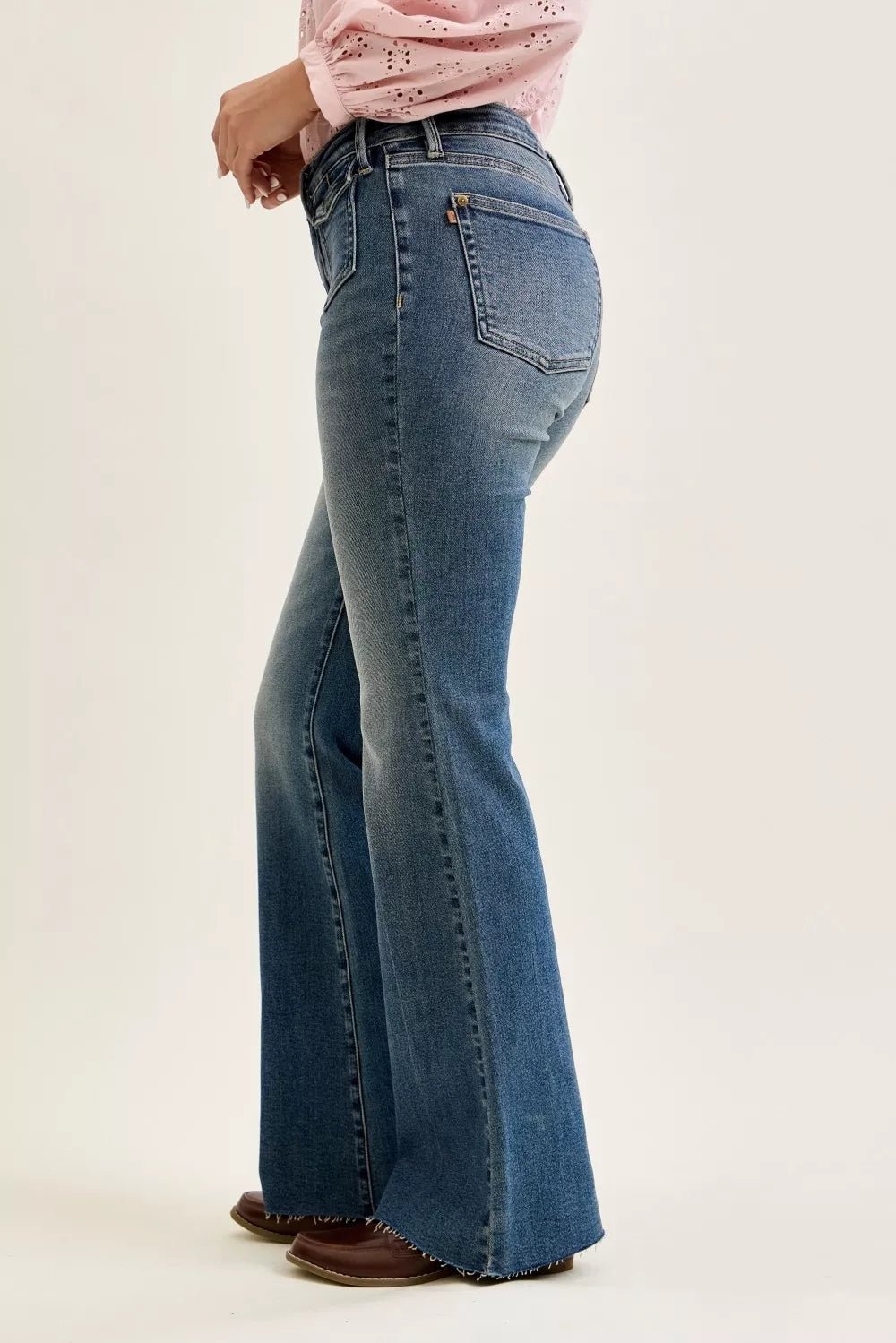 Judy Blue Mid Rise Flare Jeans with Front Flap Pockets - Bitsy Gypsy Boutique