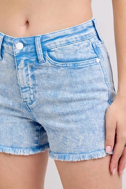 Judy Blue Mid Rise Garment Dyed Denim Shorts - Bitsy Gypsy Boutique