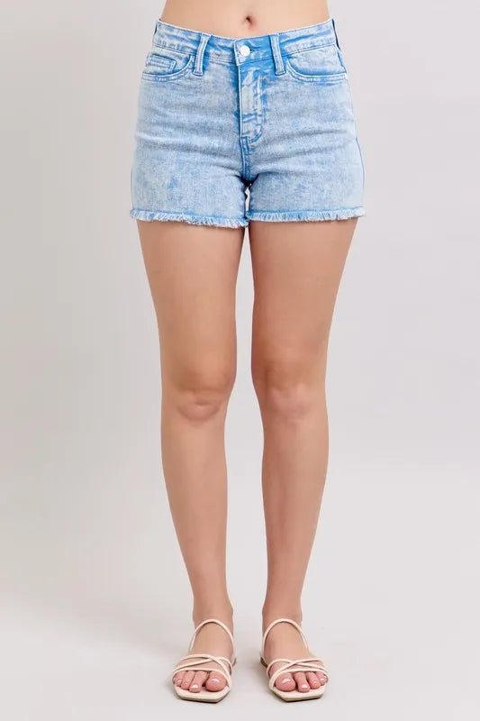 Judy Blue Mid Rise Garment Dyed Denim Shorts - Bitsy Gypsy Boutique