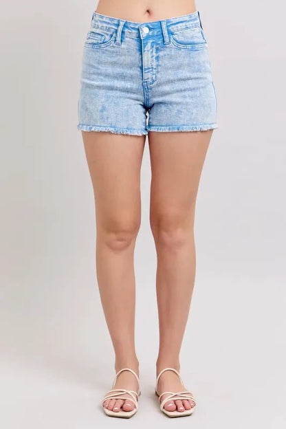 Judy Blue Mid Rise Garment Dyed Denim Shorts - Bitsy Gypsy Boutique