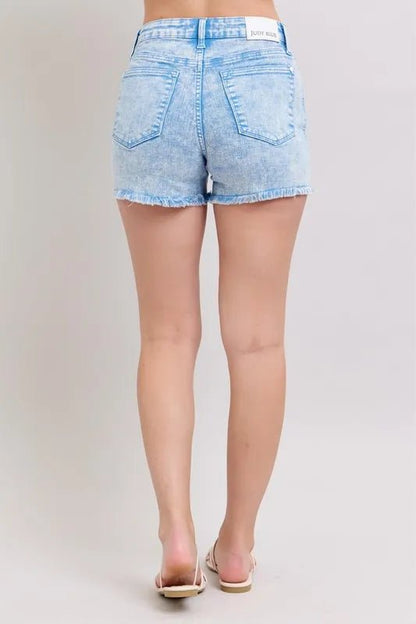 Judy Blue Mid Rise Garment Dyed Denim Shorts - Bitsy Gypsy Boutique