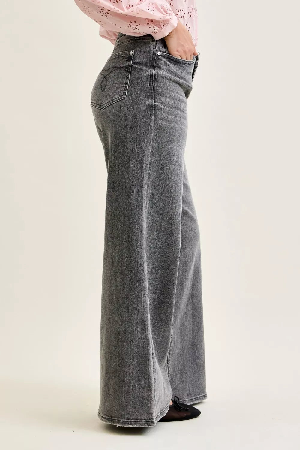 Judy Blue Mid Rise Palazzo Split Back Yoke - Bitsy Gypsy Boutique