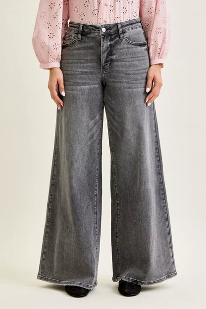 Judy Blue Mid Rise Palazzo Split Back Yoke - Bitsy Gypsy Boutique