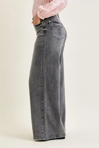 Judy Blue Mid Rise Palazzo Split Back Yoke - Bitsy Gypsy Boutique
